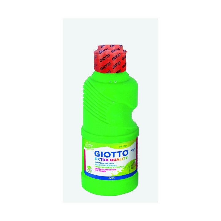 Giotto Extra Quality Fluo Tempera - 250ml - Lispa para el Uso - Botella Bio Pet - Color Verde Fluorescente