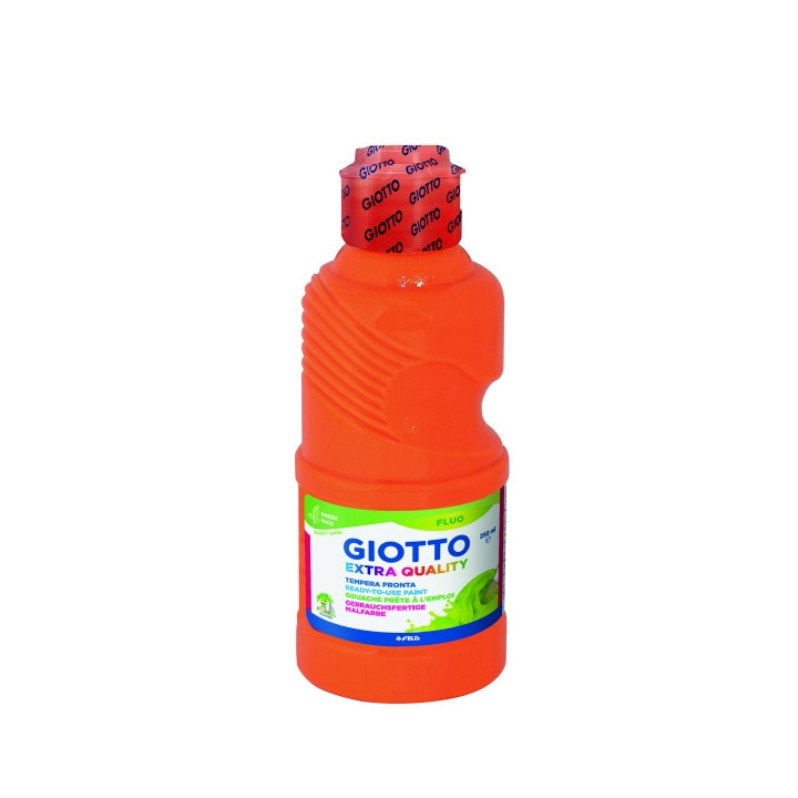 Giotto Extra Quality Fluo Tempera - 250ml - Lispa para el Uso - Botella Bio Pet - Color Naranja Fluorescente