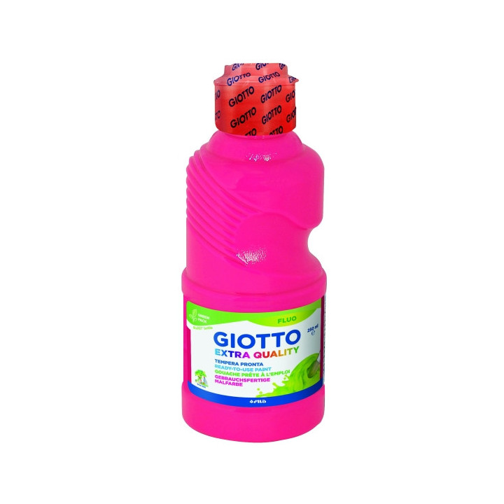Giotto Extra Quality Fluo Tempera - 250ml - Lispa para el Uso - Botella Bio Pet - Color Rosa Fluorescente