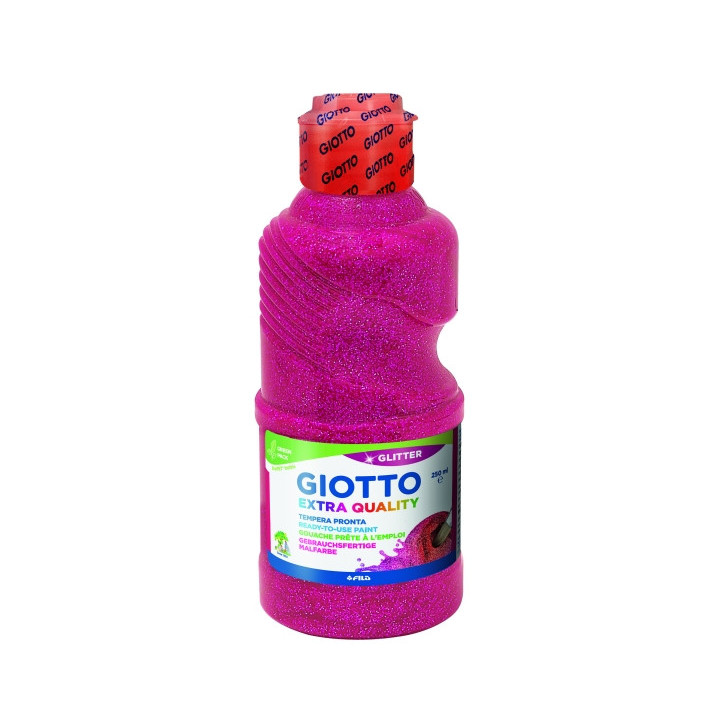 Giotto Extra Quality Glitter Tempera - 250ml - Lispa para el Uso - Botella Bio Pet - Color Magenta
