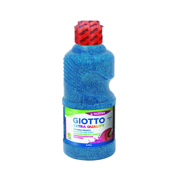 Giotto Extra Quality Glitter Tempera - 250ml - Lispa para el Uso - Botella Bio Pet - Color Cyan