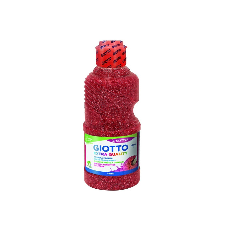 Giotto Extra Quality Glitter Tempera - 250ml - Lispa para el Uso - Botella Bio Pet - Color Rojo