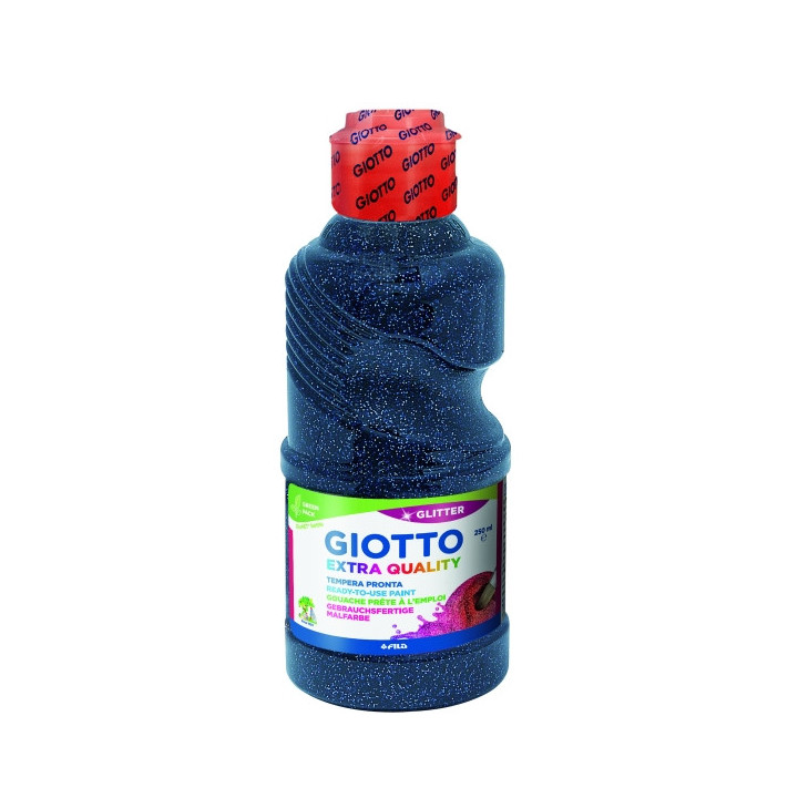 Giotto Extra Quality Glitter Tempera - 250ml - Lispa para el Uso - Botella Bio Pet - Color Azul Oscuro