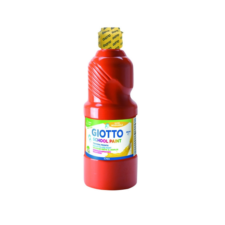Giotto School Paint Tempera - 500ml - Lista para el Uso - Super Lavable - Botella Bio Pet - Color Rojo Escarlata