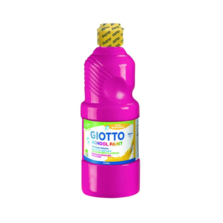 Giotto School Paint Tempera - 500ml - Lista para el Uso - Super Lavable - Botella Bio Pet - Color Magenta
