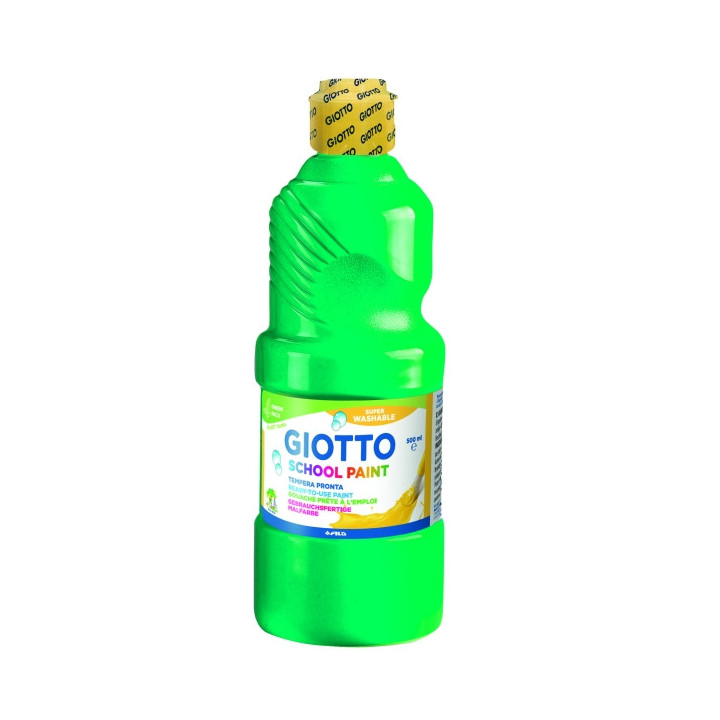 Giotto School Paint Tempera - 500ml - Lista para el Uso - Super Lavable - Botella Bio Pet - Color Verde
