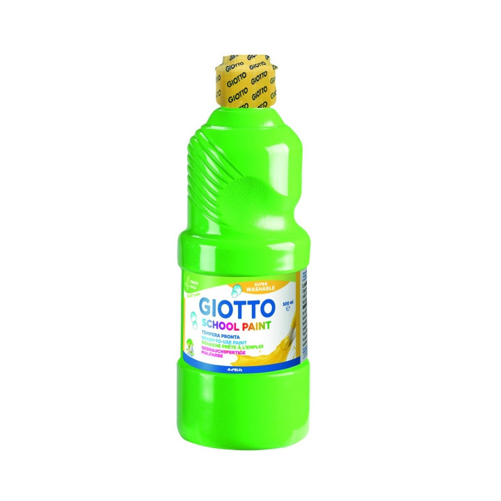 Giotto School Paint Tempera - 500ml - Lista para el Uso - Super Lavable - Botella Bio Pet - Color Verde Esmeralda