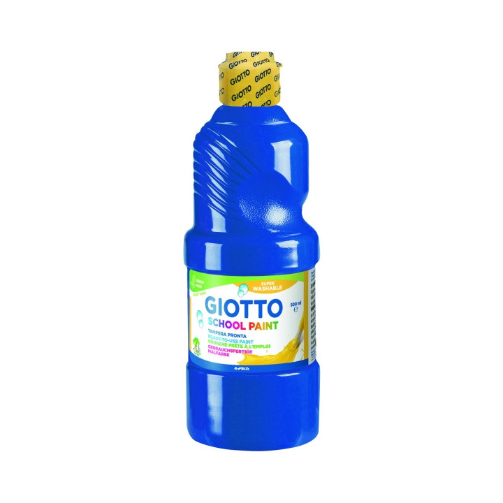 Giotto School Paint Tempera - 500ml - Lista para el Uso - Super Lavable - Botella Bio Pet - Color Azul