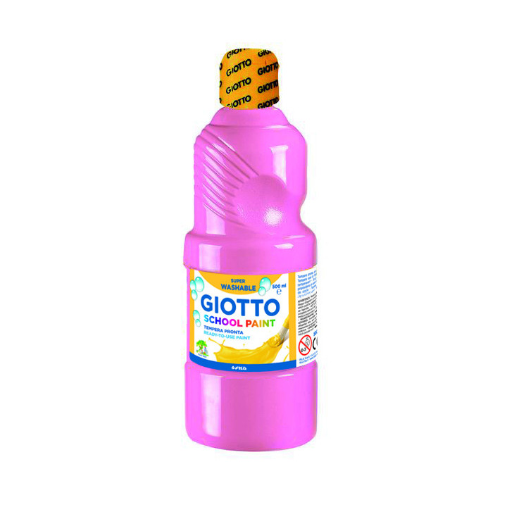 Giotto School Paint Tempera - 500ml - Lista para el Uso - Super Lavable - Botella Bio Pet - Color Rosa Claro