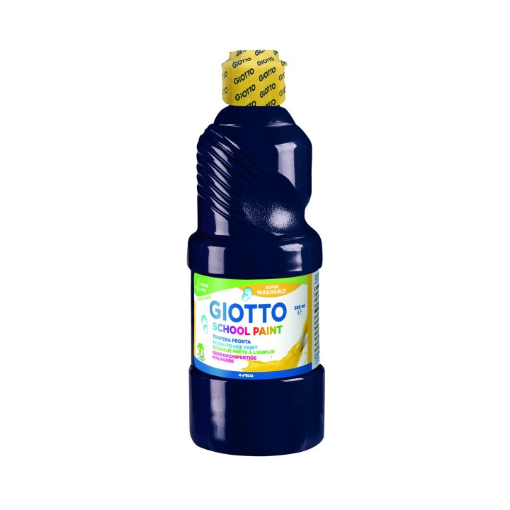 Giotto School Paint Tempera - 500ml - Lista para el Uso - Super Lavable - Botella Bio Pet - Color Negro