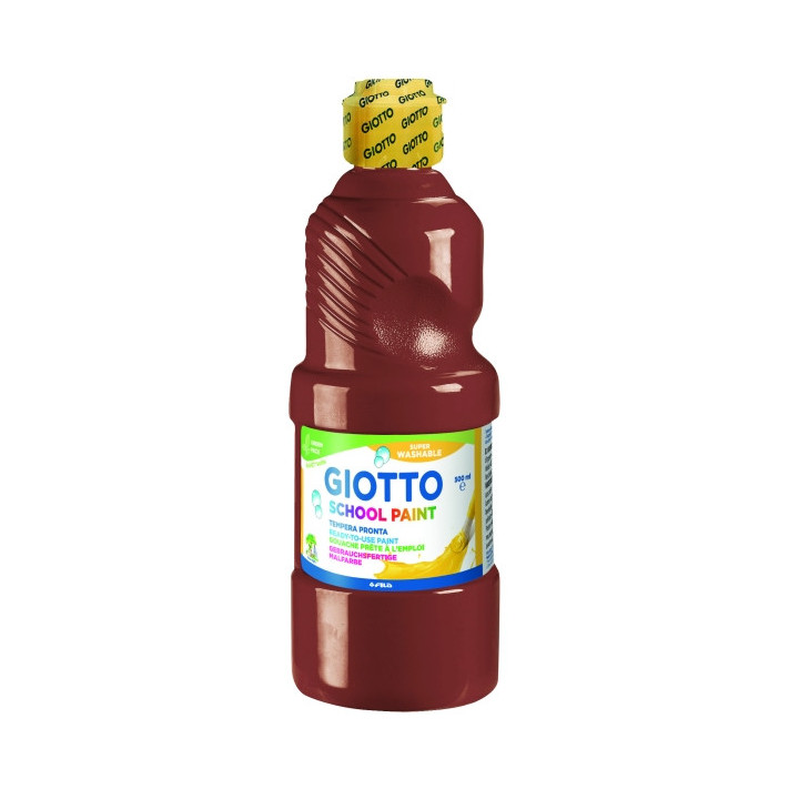 Giotto School Paint Tempera - 500ml - Lista para el Uso - Super Lavable - Botella Bio Pet - Color Marron