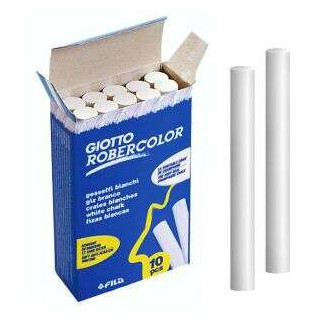 Giotto Robercolor Pack de 10 Tizas Redondas Blancas - Testadas Dermatologicamente - Compactas y Duraderas