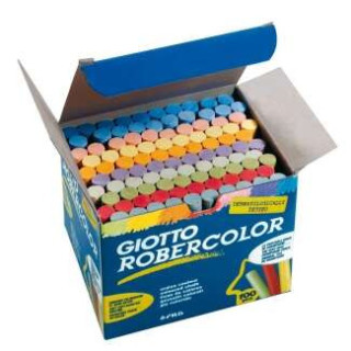 Giotto Robercolor Pack de 100 Tizas Redondas de Colores - Testadas Dermatologicamente - Compactas y Duraderas - Colores Surtido