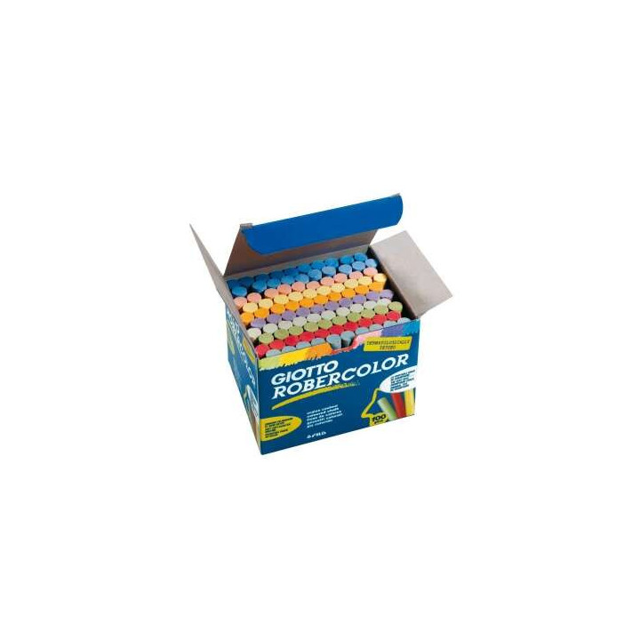 Giotto Robercolor Pack de 100 Tizas Redondas de Colores - Testadas Dermatologicamente - Compactas y Duraderas - Colores Surtido