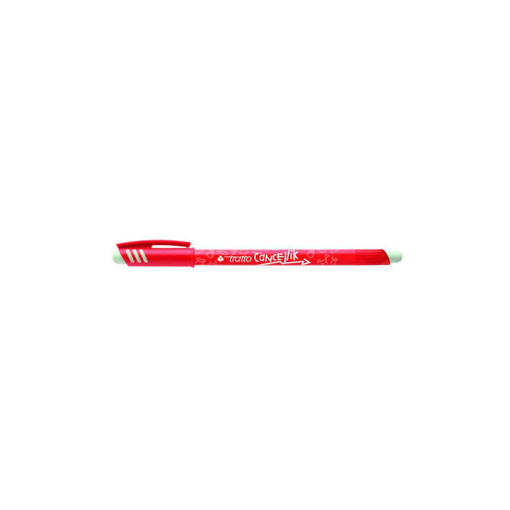 Tratto Cancellik Boligrafo de Bola - Tinta Borrable - Trazo 0.4mm - Doble Goma - Color Rojo