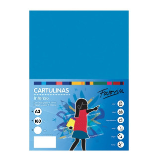 Fabrisa Pack de 25 Cartulinas 180 g/m² - Tamaño A3 - Color Azul Medio