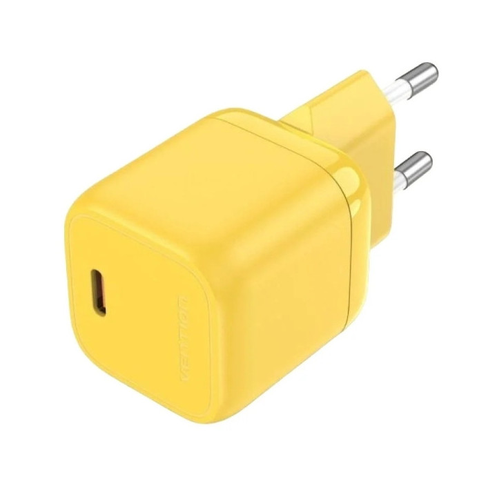 Vention Cargador de Pared GaN USB-C 30W 3A Carga Rapida - Color Amarillo
