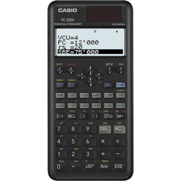 Casio FC200V Calculadora Financiera - Pantalla de 4 Lineas - Visualizacion de Varios Parametros al mismo Tiempo - Teclas de Acc