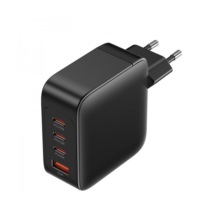 Vention Cargador GaN de Pared 4 Puertos PD 140W (140W/140W/30W/30W) - Kit Cable Negro EU