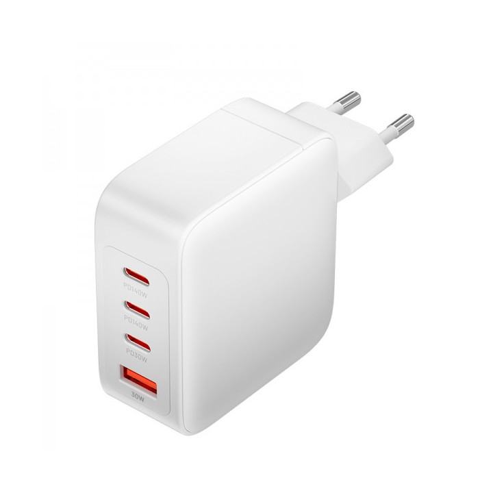 Vention Cargador GaN de Pared 4 Puertos PD 140W (140W/140W/30W/30W) con Kit Cable Blanco EU -