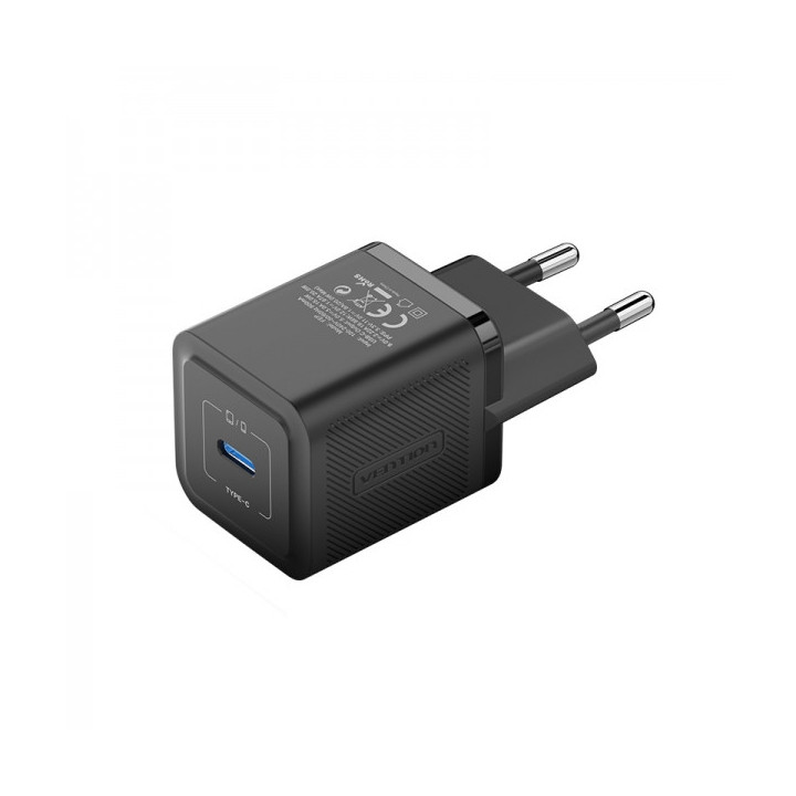 Vention Cargador de Pared GaN USB-C 20W - Carga rapida EU - Color Negro