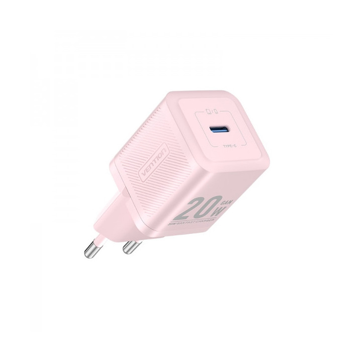 Vention Cargador de Pared GaN USB-C 20W - Carga rapida EU - Color Rosa