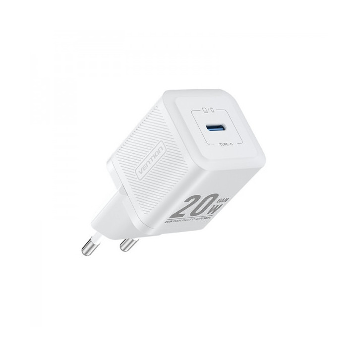 Vention Cargador de Pared GaN USB-C 20W - Carga rapida EU - Color Blanco