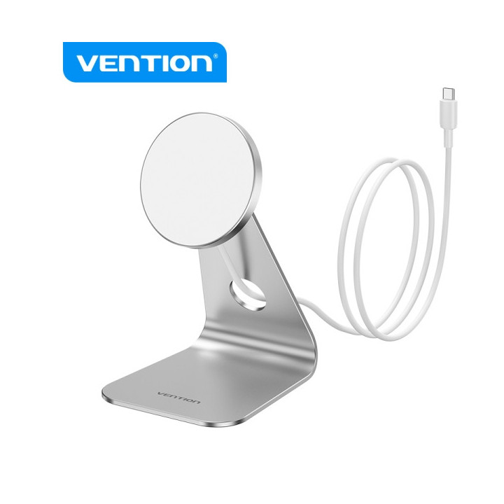 Vention Cargador Inalambrico - USB-C - Aleacion de Aluminio - Potencia 15W/10W/7.5W/5W - Color Plata