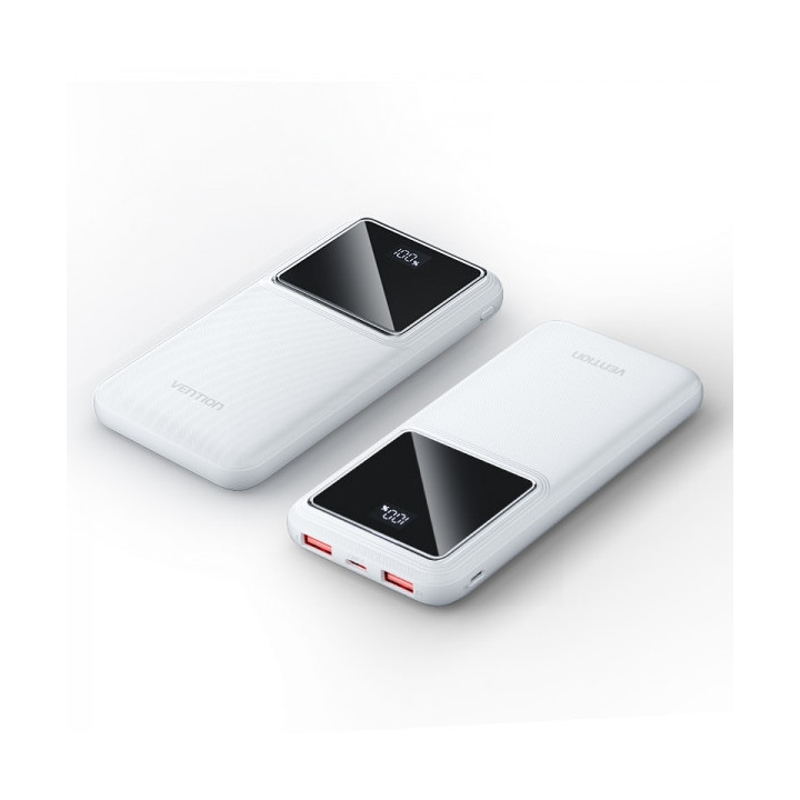 Vention Bateria Powerbank 10000mAh 22.5W USB (C+A+A) con Pantalla LED - Color Blanco