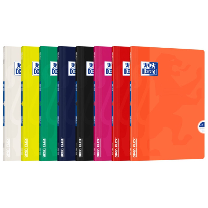 Oxford Openflex Libreta Grapada Tapa Plastico A4 Seyes - Resistente Tapa de Plastico - Formato A4 - Cuadricula Seyes con Margen