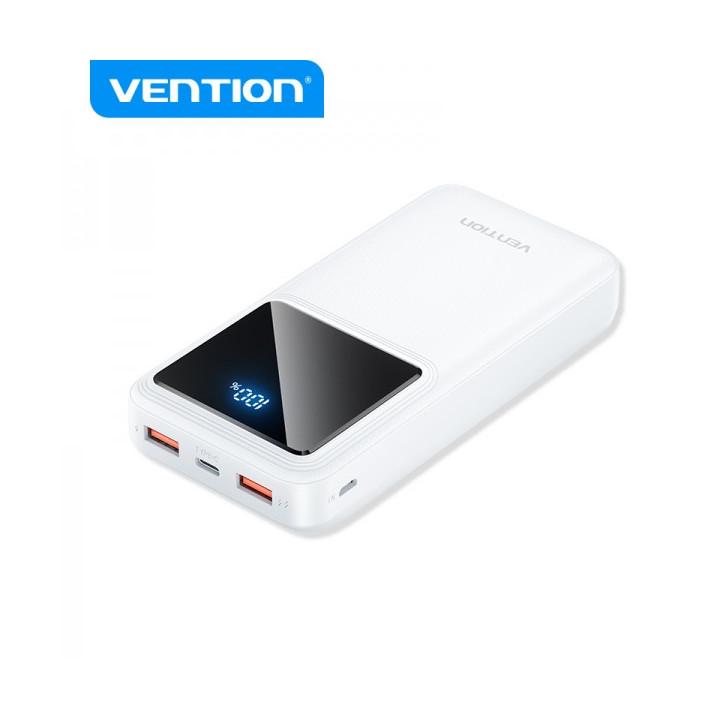 Vention Bateria Powerbank 20000mAh 22.5W USB (C+A+A) con Pantalla LED - Color Blanco