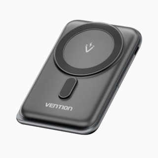 Vention PowerBank 1000mAh Magnetico Inalambrico - USB-C - Carga Rapida 20W - Color Negro