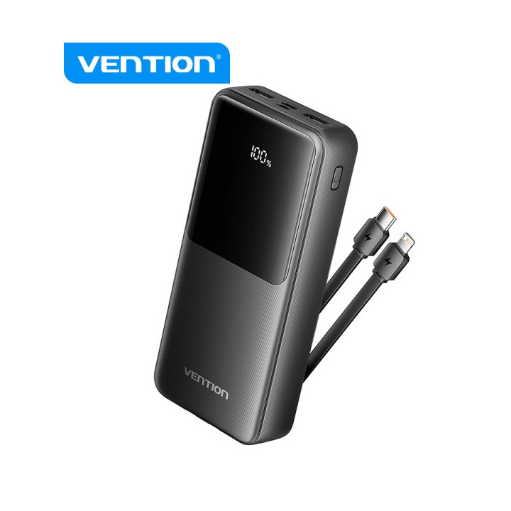 Vention Power Bank 20.000mAh - Multiples Interfaces - Alta Capacidad de Carga - Salida Total 3A - Color Negro
