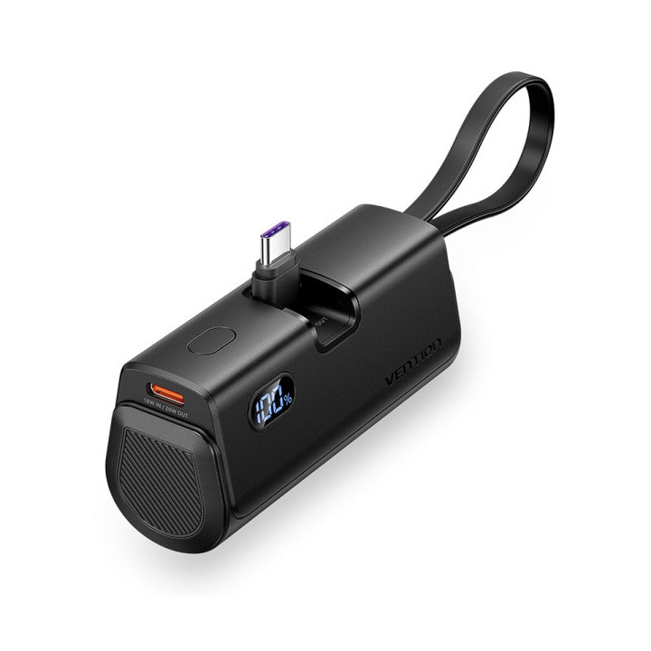 Vention PowerBank 4800mAh - USB-C - Carga Rapida 22.5W - Conector Plegable - Color Negro