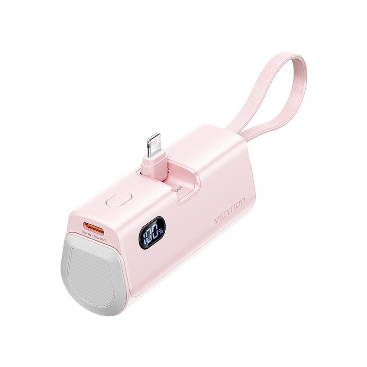Vention PowerBank 4800mAh - Lightning - Carga Rapida 22.5W - Conector Plegable - Color Rosa