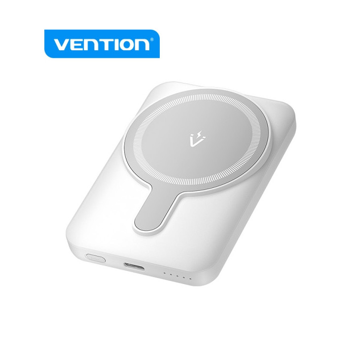 Vention PowerBank 5000mAh Magnetico Inalambrico - USB-C Dual - 20W - Display Luminoso - Carga Rapida - Material Resistente - Co