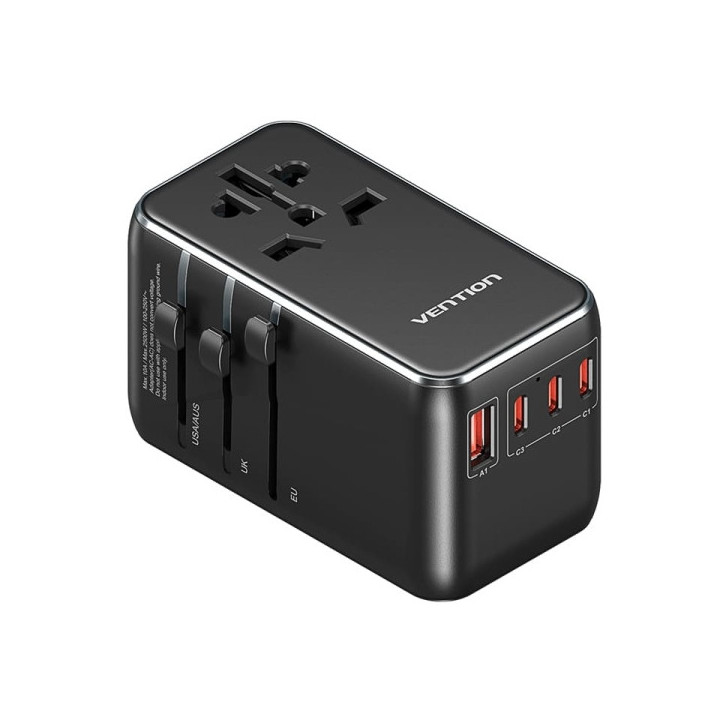Vention Cargador de Viaje Universal GaN - 3xUSB-C