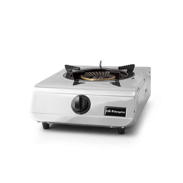 Orbegozo FO 1710 Hornillo a Gas Inoxidable - Quemador Triple Corona 4.3kW - Seguridad Termopar - Encendido Piezoelectrico - Com