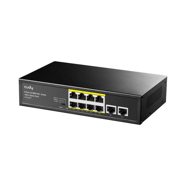 Cudy FS1010P Switch PoE+ de 8 Puertos 10/100M con 2 Puertos de Enlace Ascendente