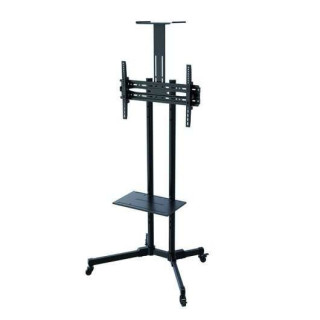 Tooq Soporte de Pantalla de Suelo con Ruedas 37"-70" - Bloqueo de Ruedas - Dos Estantes - Peso Max 50Kg - VESA 600X400mm - Colo