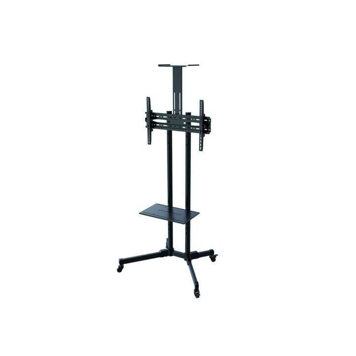 Tooq Soporte de Pantalla de Suelo con Ruedas 37"-70" - Bloqueo de Ruedas - Dos Estantes - Peso Max 50Kg - VESA 600X400mm - Colo