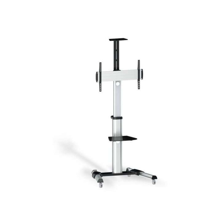 Tooq Soporte de Pantalla de Suelo con Ruedas 37"-70" - Bloqueo de Ruedas - Dos Estantes - Gestion de Cables - Peso Max 50Kg - V