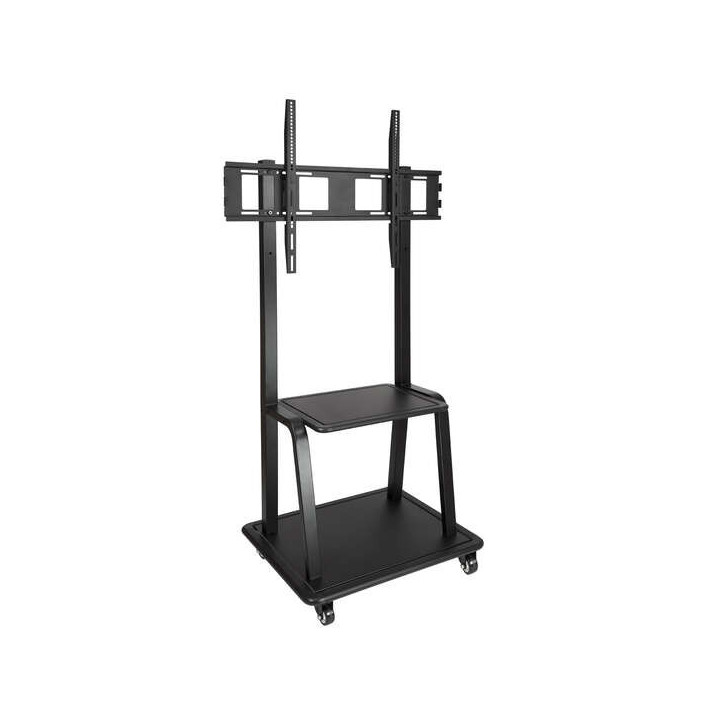 Tooq Soporte de Pantalla de Suelo con Ruedas 37"-100" - Bloqueo de Ruedas - Dos Estantes - Peso Max 150Kg - VESA 800X600mm - Co