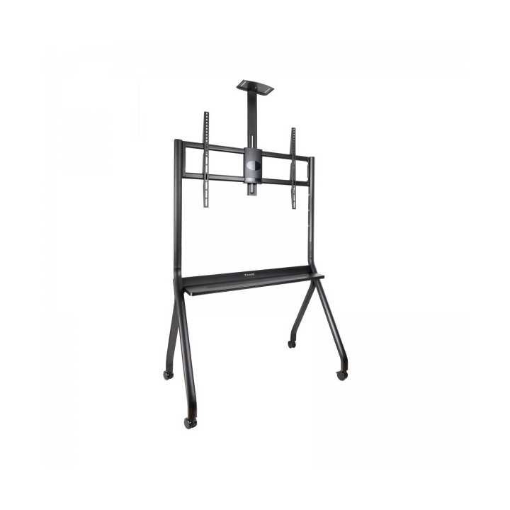 Tooq iStar Soporte de Suelo con Ruedas para Pantallas de 55-100" - Bandeja Inferior Multiusos y Bandeja Superior Regulable para