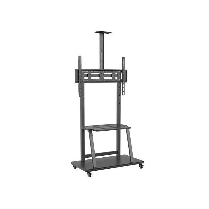 Aisens Soporte de Suelo Eco Con Rueda - Bandeja para Dvd Y Soporte de Camara para Monitor/TV 150Kg de 37-100 - Color Negro