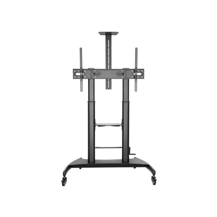 Aisens Soporte de Suelo ECO con Ruedas y Manivela - Bandeja para DVD y Soporte de Camara para Monitor/TV - Hasta 100Kg - De 60