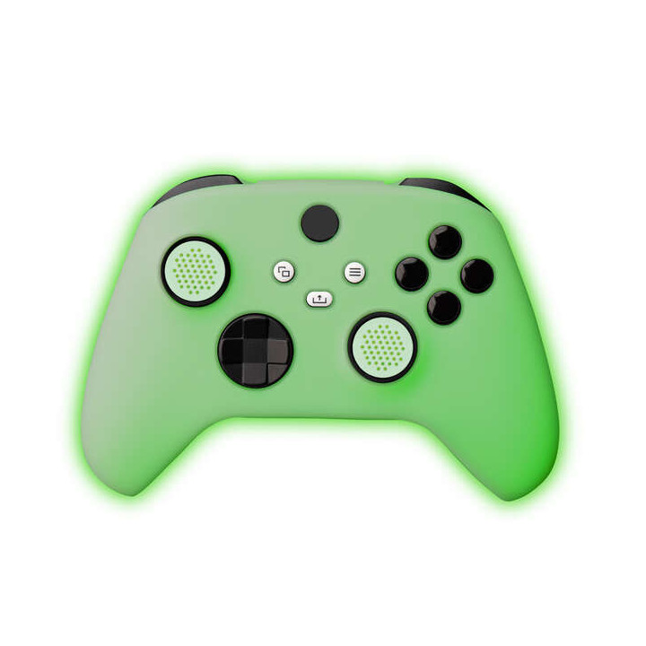 FR-TEC Funda de Silicona Xbox Glow in The Dark - Grips Incluidos - Brilla en La Oscuridad - Color Verde