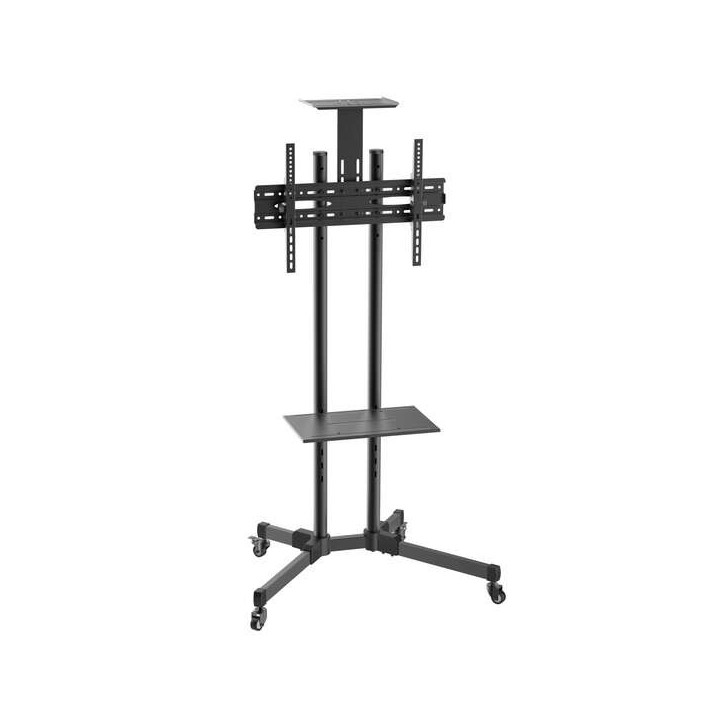 Aisens Soporte de Suelo Eco con Ruedas - Bandeja para DVD y Soporte de Camara (TV 37”-70”) - Color Negro