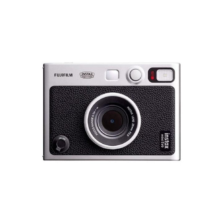 Fujifilm Instax Mini EVO Camara Instantanea Hibrida - Tamaño de Imagen 62x46mm - Exposicion Automatica  - Color Negro