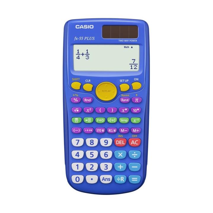 Casio FX-55 Plus Calculadora Cientifica Pantalla LCD 12 Digitos - 240 Funciones - Funcion de Potencia (Cuadrado)